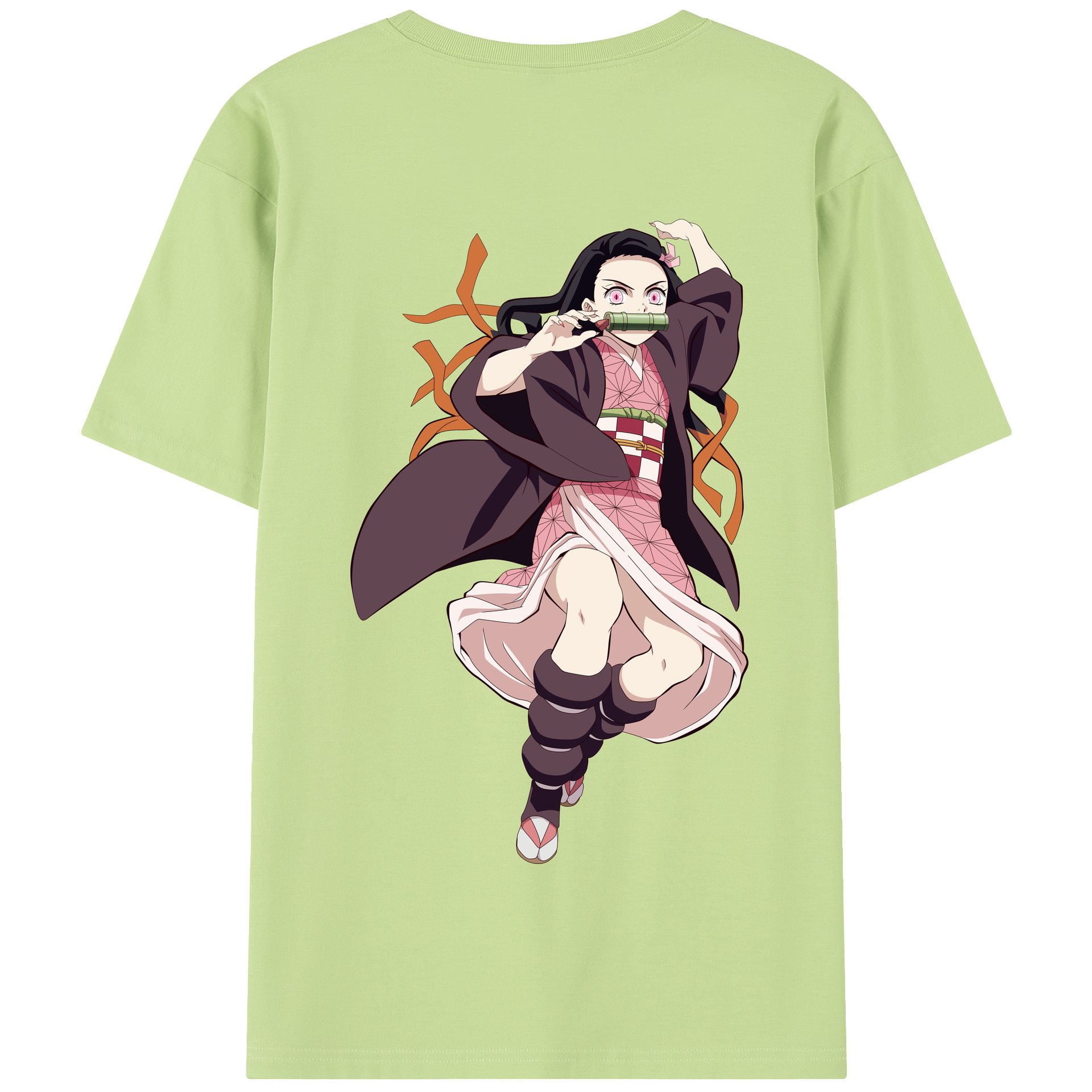 （画像用） 鬼滅の刃（きめつのやいば）竈門 禰󠄀豆子／かまど ねずこ Kamado Nezuko 綿100％半袖Tシャツ（背面プリント）